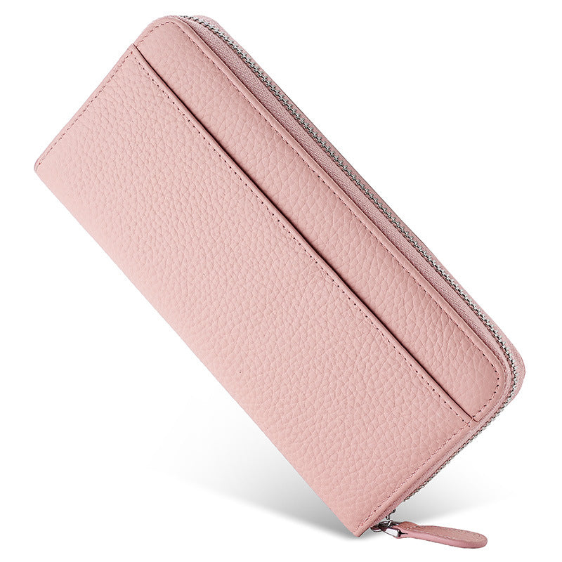 Women's Genuine Leather Long Zipper Clutch Bags