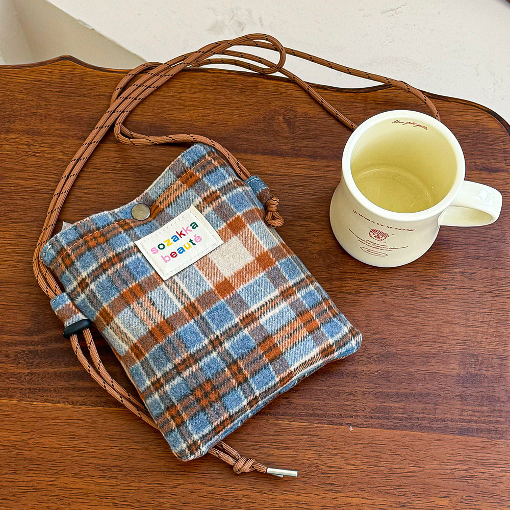 Winter Female Woolen Fashion Plaid When Women's Shoulder Bag