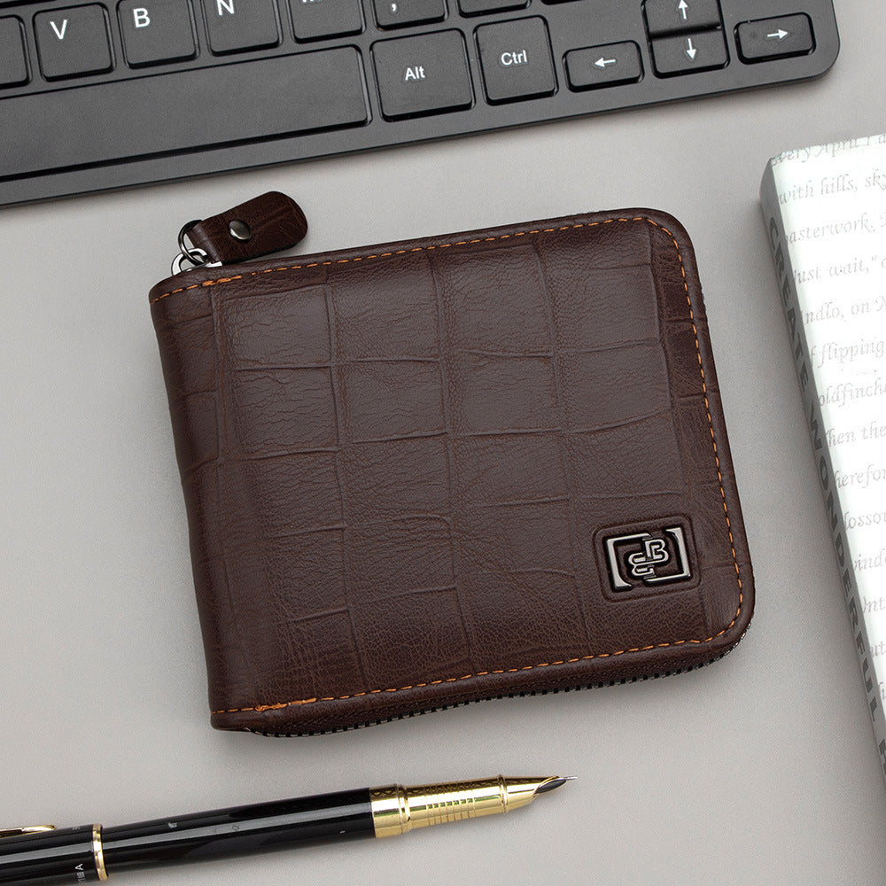 Men's Classic Crocodile Pattern Short Chain Hinge Men's Wallet