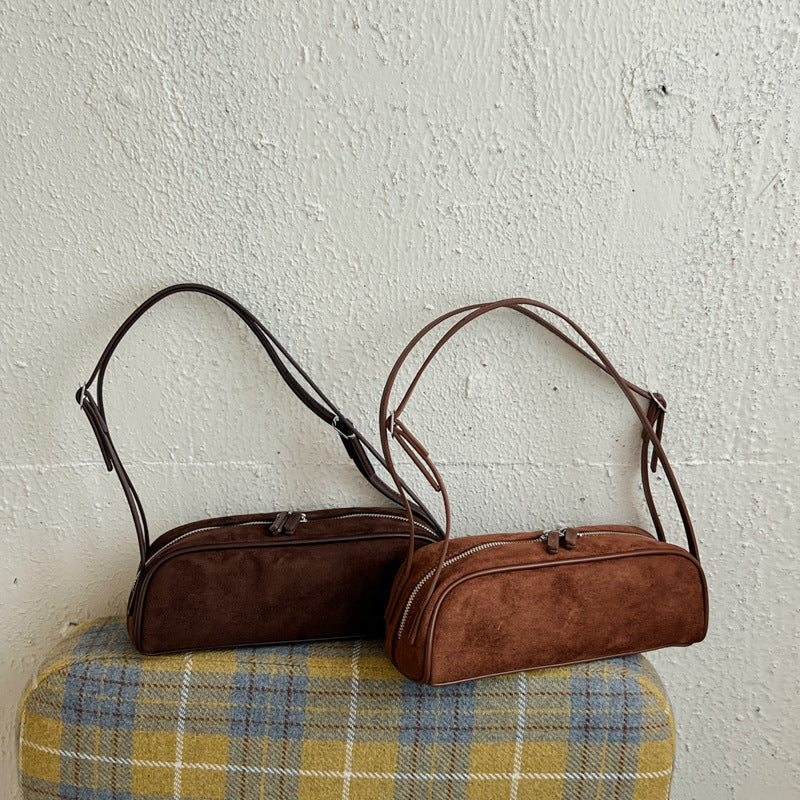 Women's Simple Soft Leather Commuter Underarm Bucket Bags