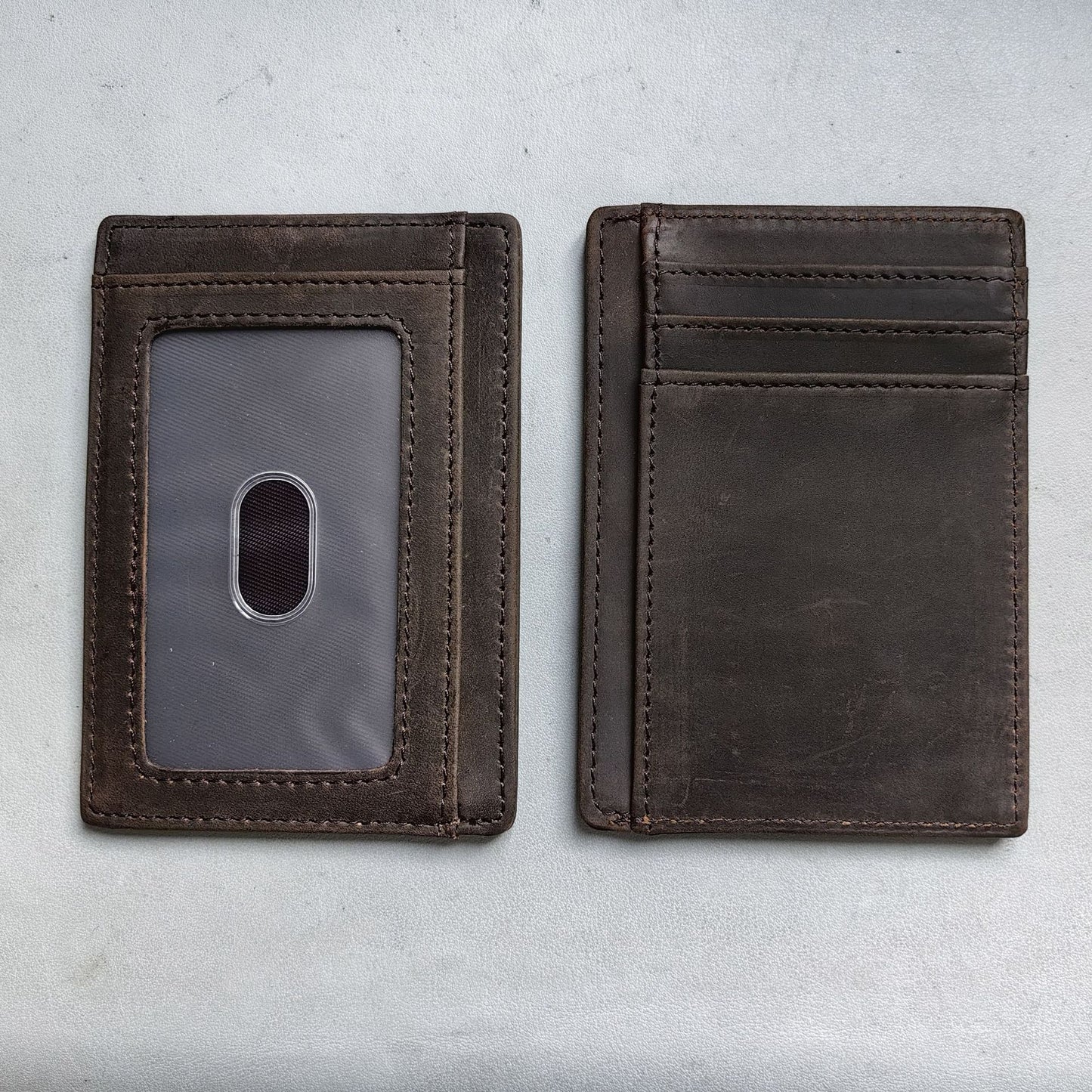 Men's Genuine Leather Crazy Horse Minimalist Cowhide Card Holder