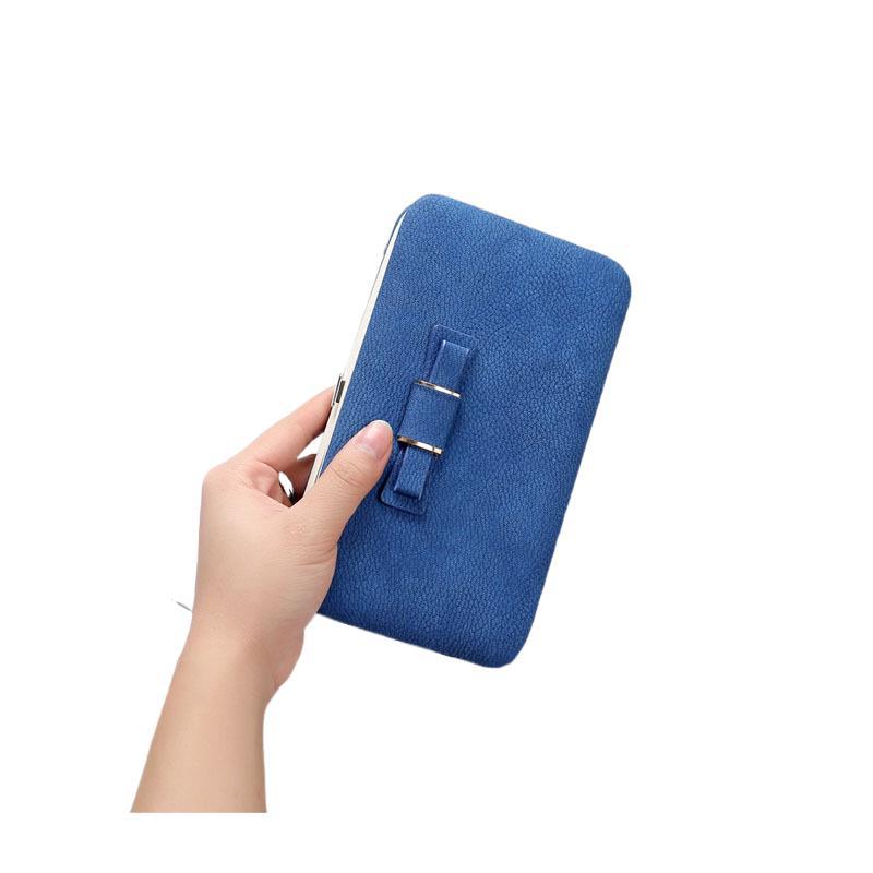 Women's Korean Bow Magnetic Snap Box Clutch Ladies Wallets