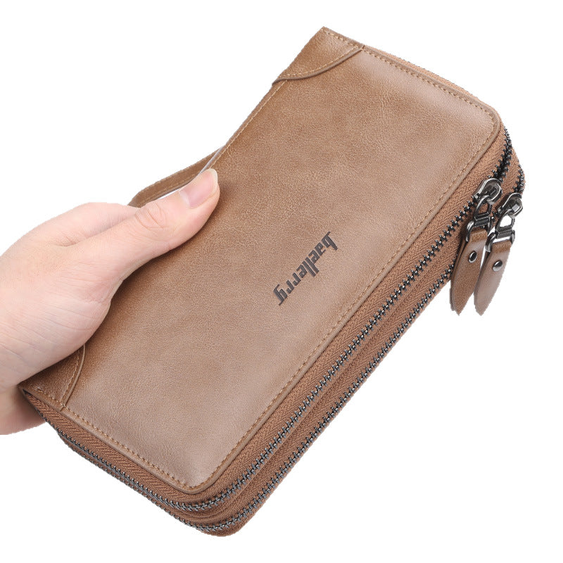 Men's Business Double Zip Clutch Large Capacity Multiple Men's Wallet