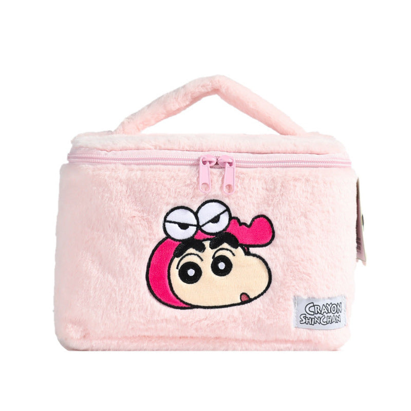 Crayon Plush Cute Cartoon Large Capacity Fur Cosmetic Bags