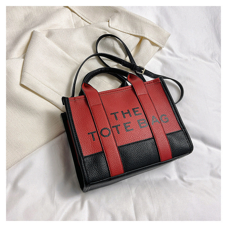 Women's Fashion Stitching Contrast Color Portable High Handbags