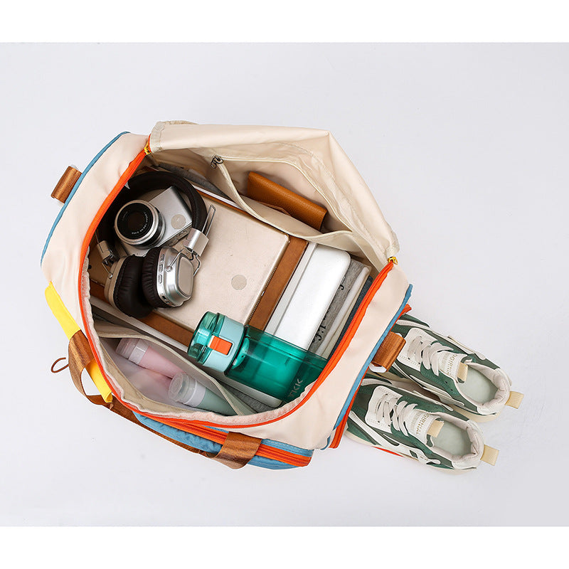 Versatile Contrast Color Fashion Portable Large Travel Bags