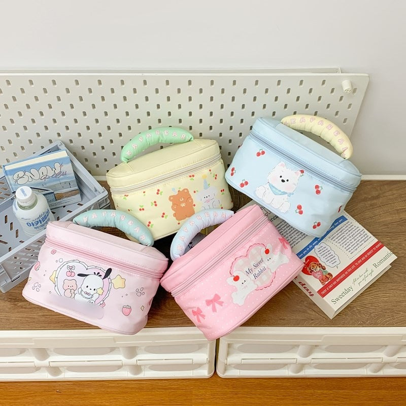 Women's Convenient Style Simple Fashion Portable Cartoon Bear Printed Cosmetic Bags
