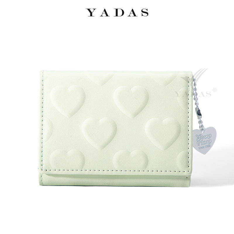 Attractive Women's Love Pendant Embossed Short Ladies Wallets