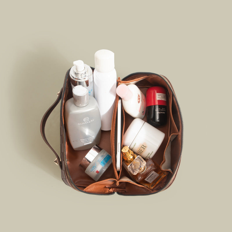 Convenient Toiletry Storage Chessboard Grid Printed Makeup Bag