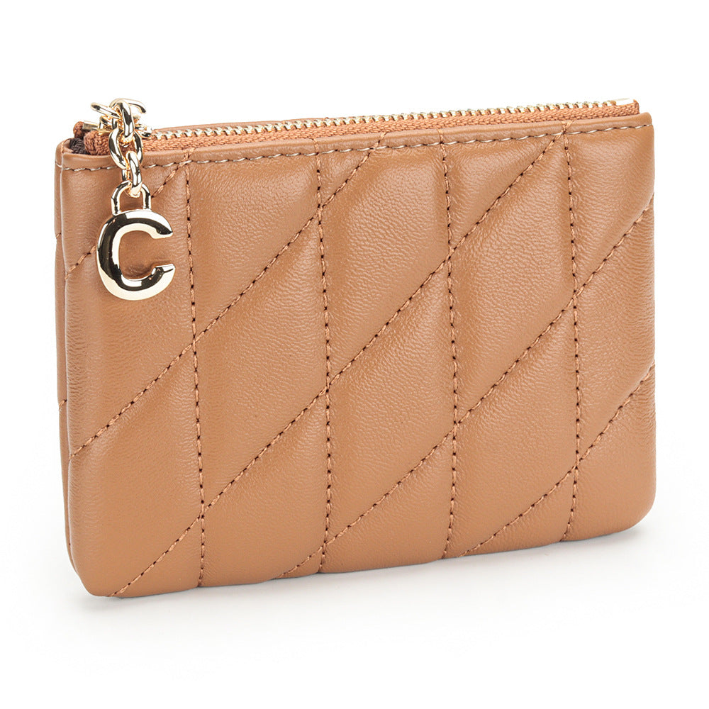 Women's Genuine Leather Chic Zip Storage Sheepskin Coin Purses