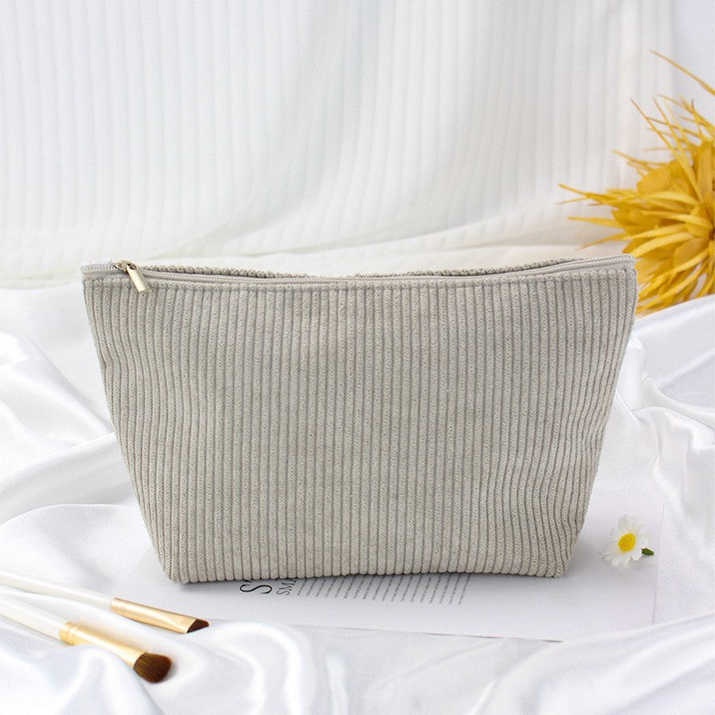 Fashion Corduroy Large Capacity Portable Wash Storage Solid Bags
