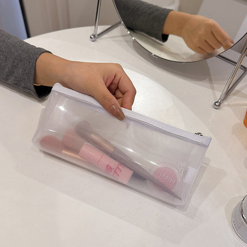 Triangle Mesh Portable Clear Eyebrow Pencil Brush Mini Makeup Bag