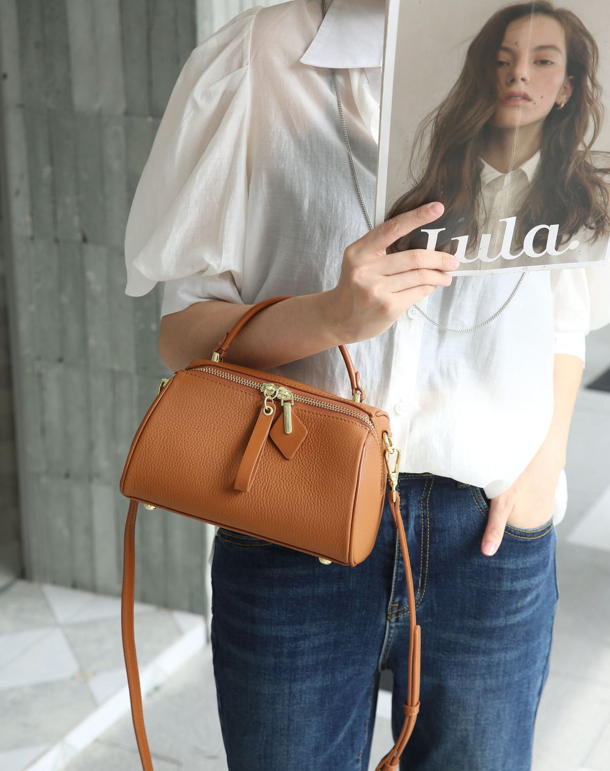 First Layer Cowhide Niche Pillow Popular Fashion Single Practical Version Women's Shoulder Bag