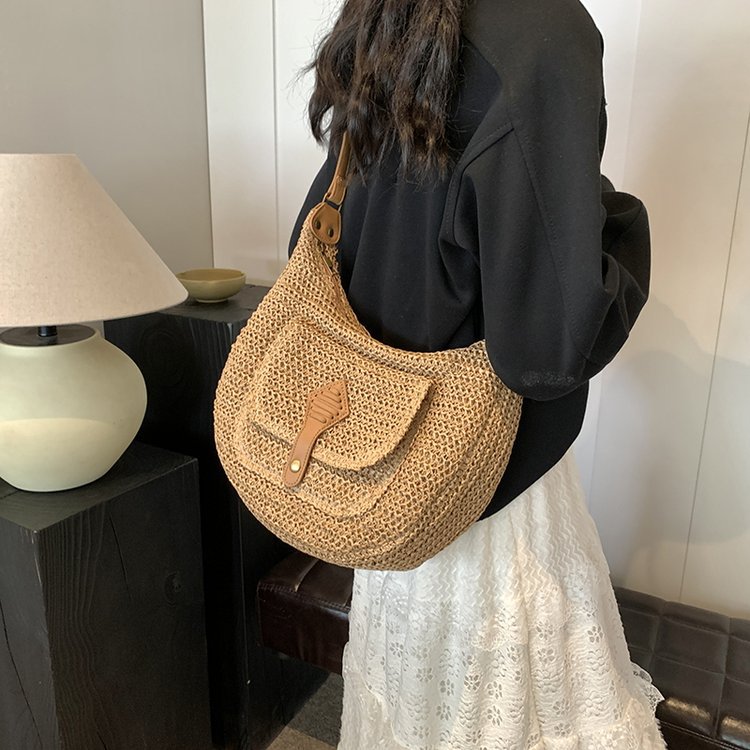 Women's Straw Hand-woven Large Capacity Vacation Beach Tote Bags