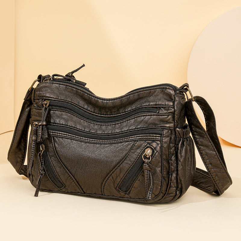 Women's Fashion Soft Leather Large Capacity Multilayer Women's Messenger Bag