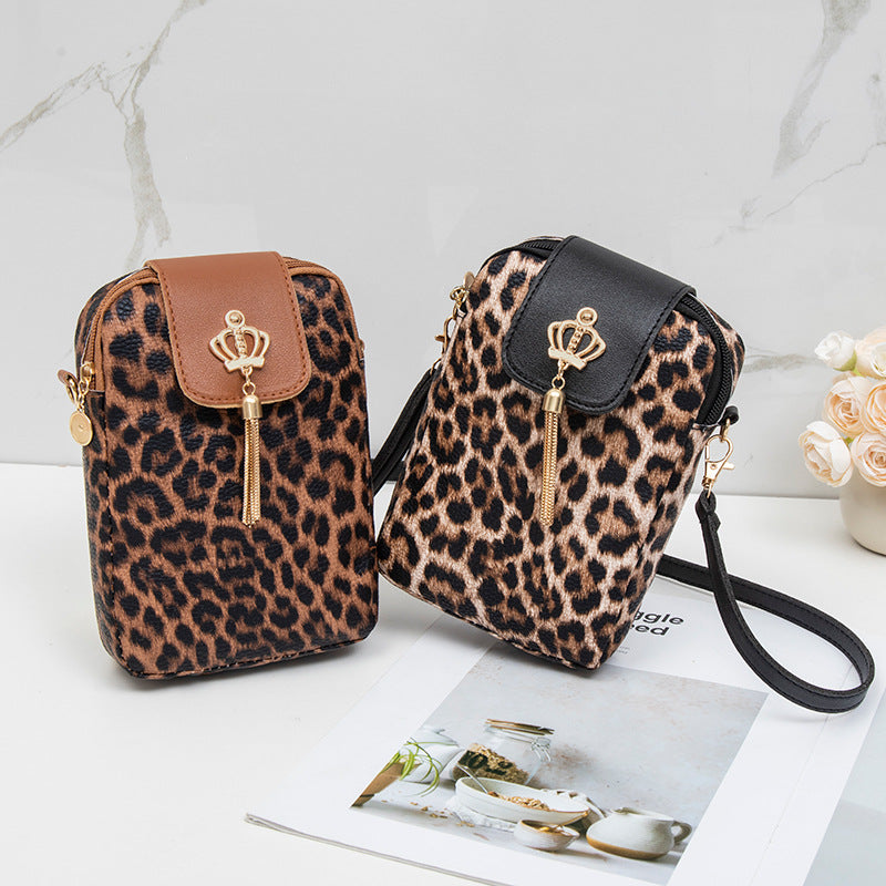 Fashionable Woven Crown Decorative Mobile Plaid Women's Messenger Bag