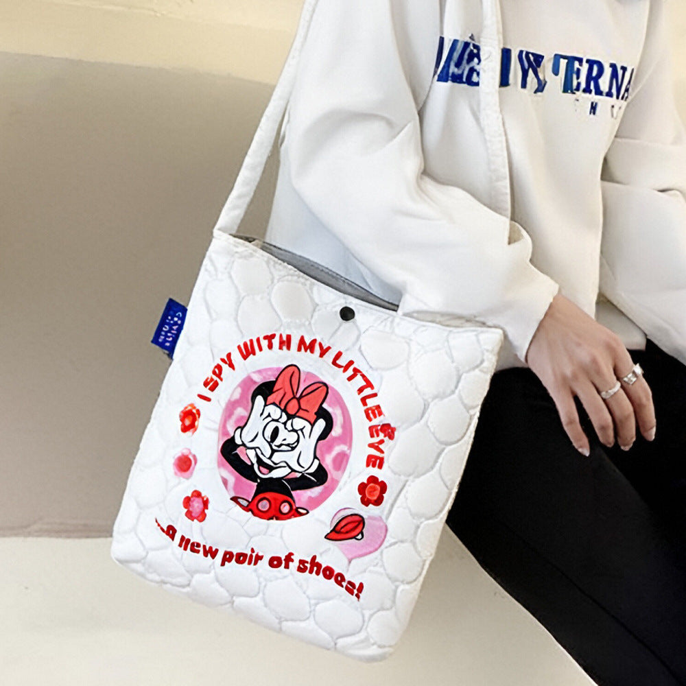Mickey Embroidered Quilted Cartoon Fashion Waterproof Large Women's Shoulder Bag