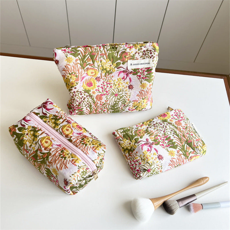 Cluster Hand-held Portable Canvas Storage Skin Care Makeup Bag