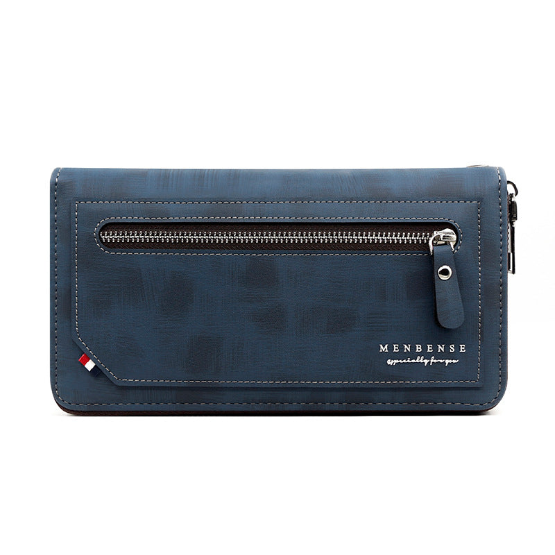 Men's Patchwork Zipper Fashion Leisure Clutch Large Men's Wallet