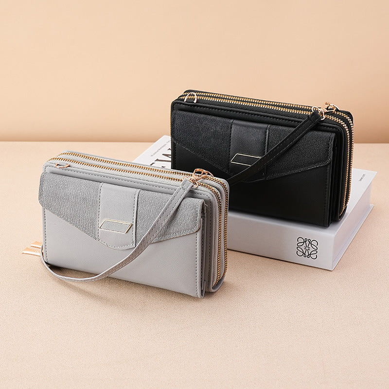 Women's Mobile Long Korean Style Double Zipper Large Phone Bags