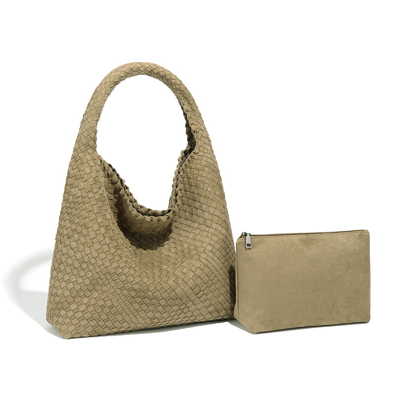 Women's Handmade Woven Idle Style Single Underarm Bucket Bags