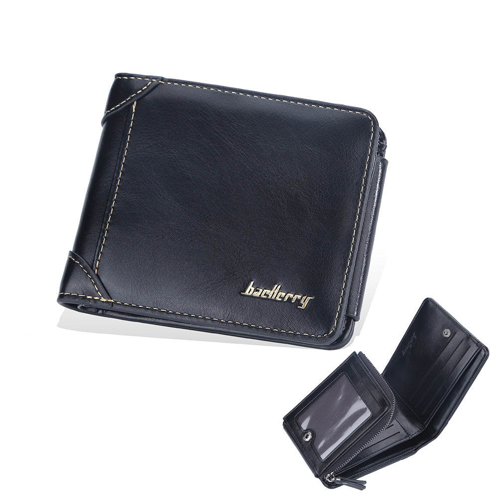 Men's Vertical Zipper Short Multiple Slots Men's Wallets