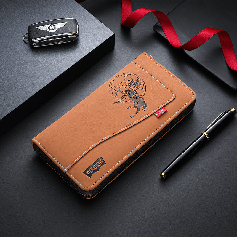 Men's Horse Leather Retro Style Zipper Fashion Short Men's Wallet