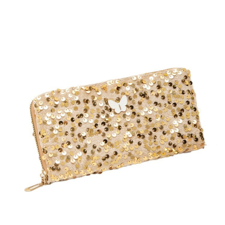 Unique Long Butterfly Fashion Sequin Clutch Ladies Wallet