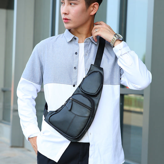 Graceful Men's Comfortable Trendy Close-fitting Leather Men's Chest Bags