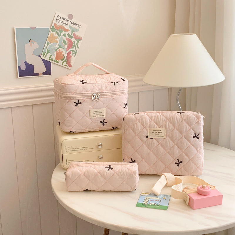 Korean Style Bowknot Niche Pencil Storage Cosmetic Bags