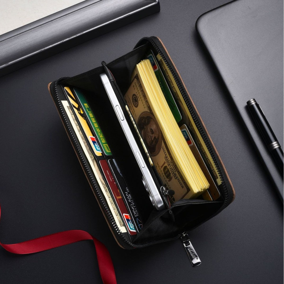 Men's Summer Long Color Matching Multiple Slots Hand Holding Large Capacity Men's Wallet