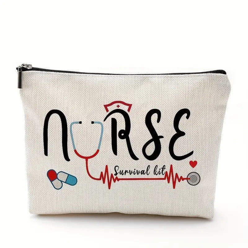 Gift Cotton Linen Nurse Cartoon Letter Cosmetic Bags