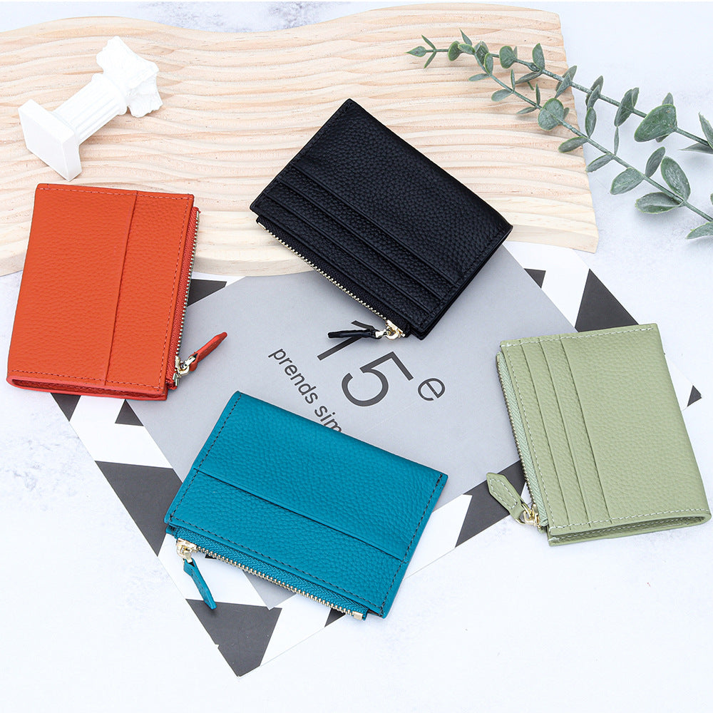 Women's Genuine Leather Fashion Mini Cowhide Certificate Ladies Wallet