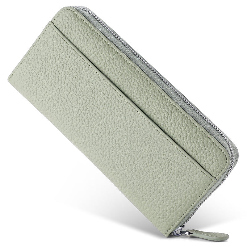Women's Genuine Leather Long Zipper Clutch Bags