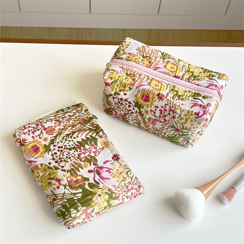 Cluster Hand-held Portable Canvas Storage Skin Care Makeup Bag