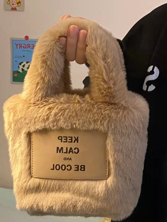 Welfare Furry Letter Cute Plush Hand Shoulder Bags