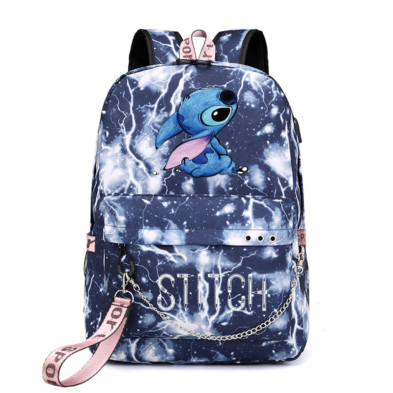Star Stitch Pattern Iron Chain Ribbon Backpacks