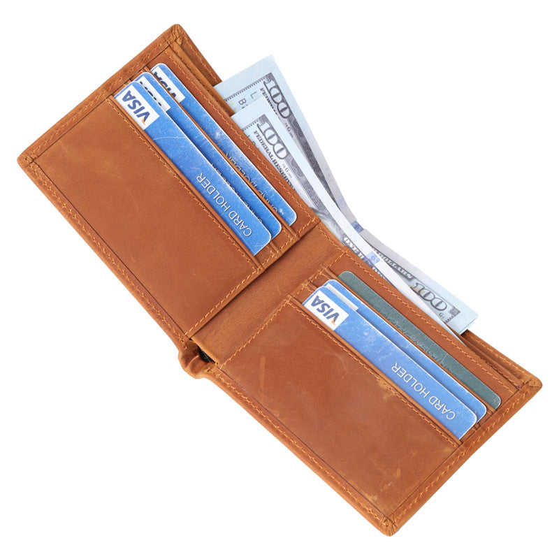 Men's Retro Crazy Horse Leather Sier Horizontal Men's Wallets