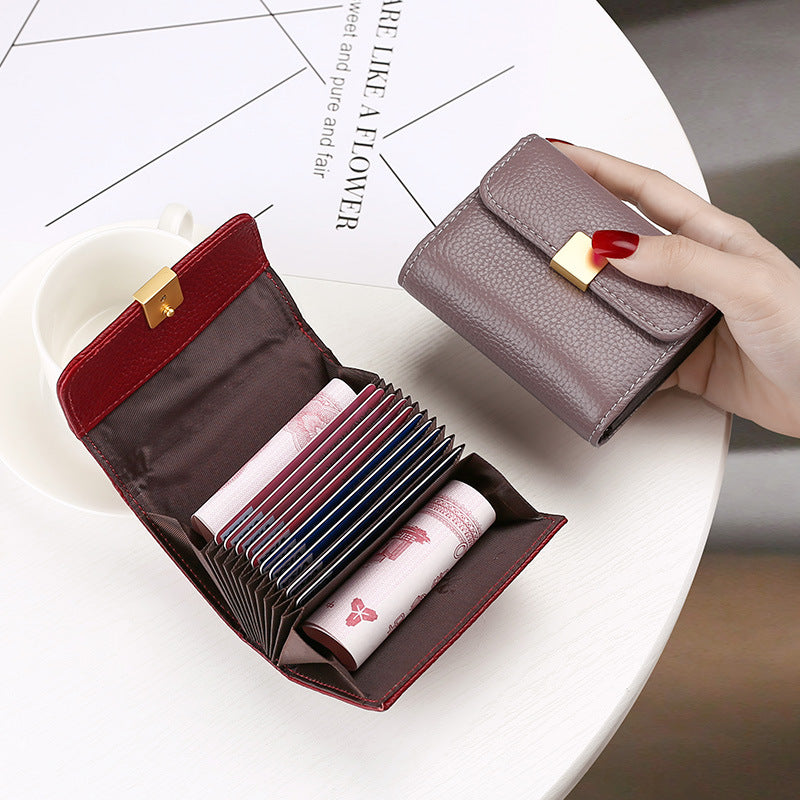 First Layer Cowhide Versatile Leather Organ Card Holder