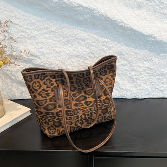 Women's Affordable Luxury Simple Leopard Print Portable Shoulder Bags