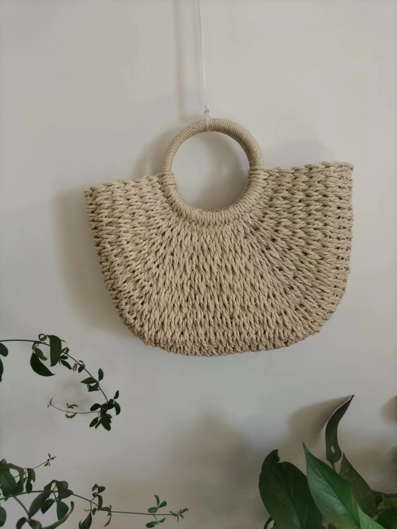 Women's Korean Lace Bow Woven Rattan Straw Handbags