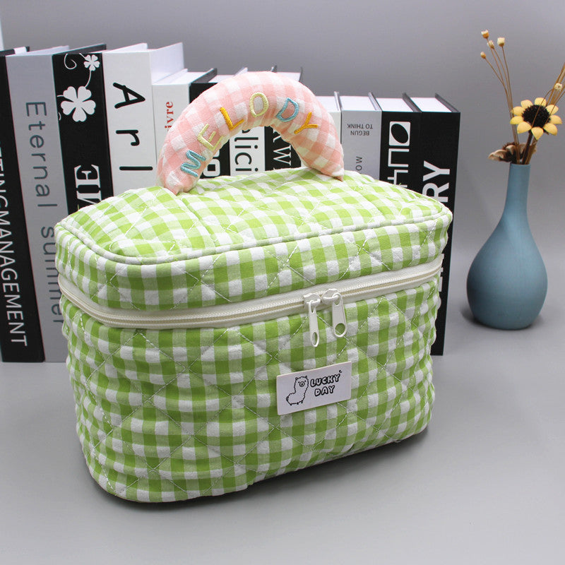 Large Capacity Fresh Pencil Embroidered Compartment Cosmetic Bags