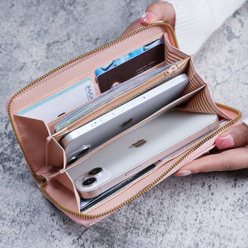 Women's Double Zipper Long Fashion Embroidery Clutch Bags