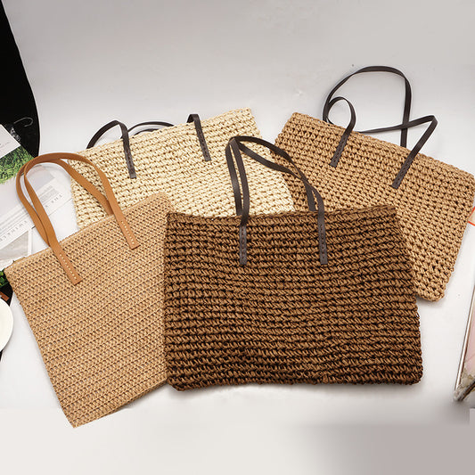 Summer Vacation Style Woven Large Capacity Handbags