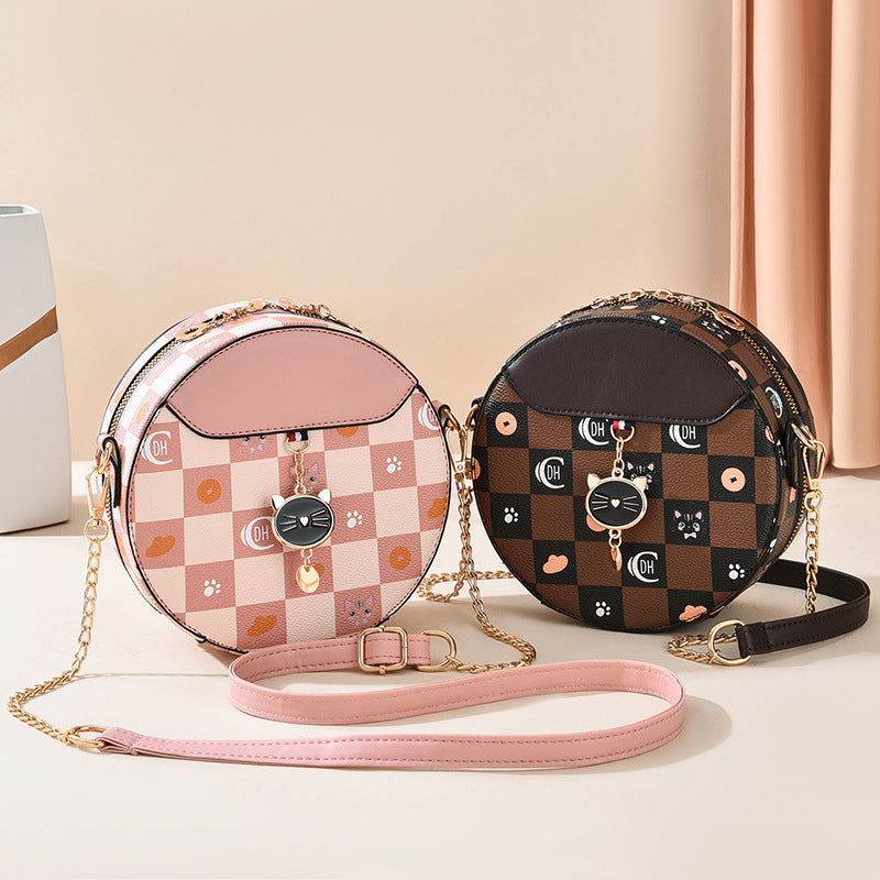 Women's Popular Korean Fashion Round Chain Handbags