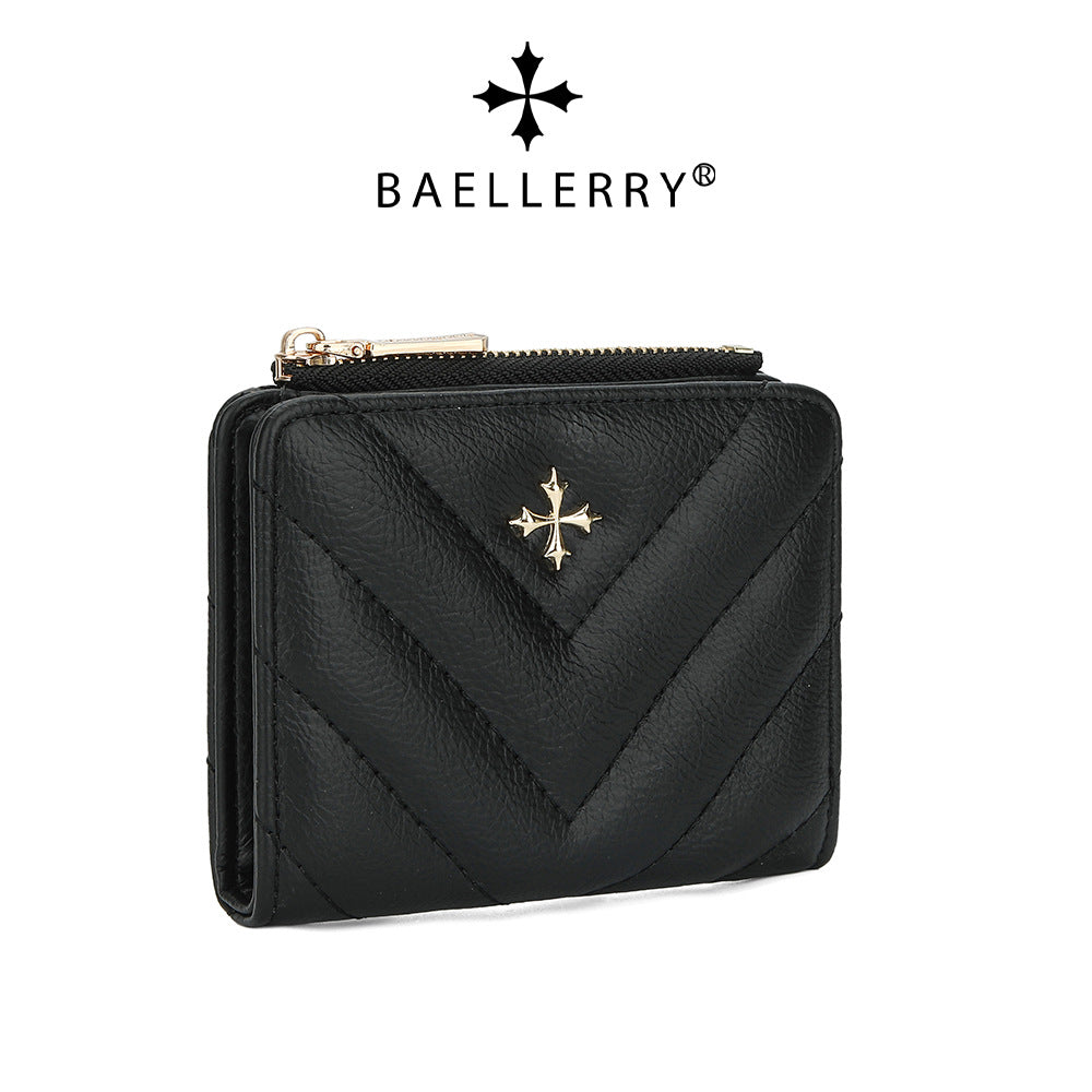Women's Korean Short Zipper With Multi Stitching Ladies Wallet