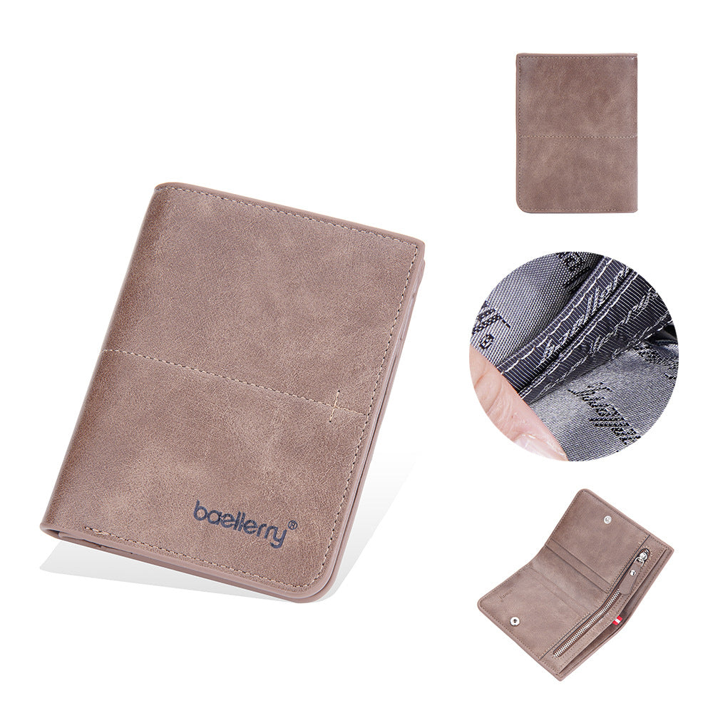 Men's Short Simple Snap Zipper Horizontal Vertical Men's Wallets
