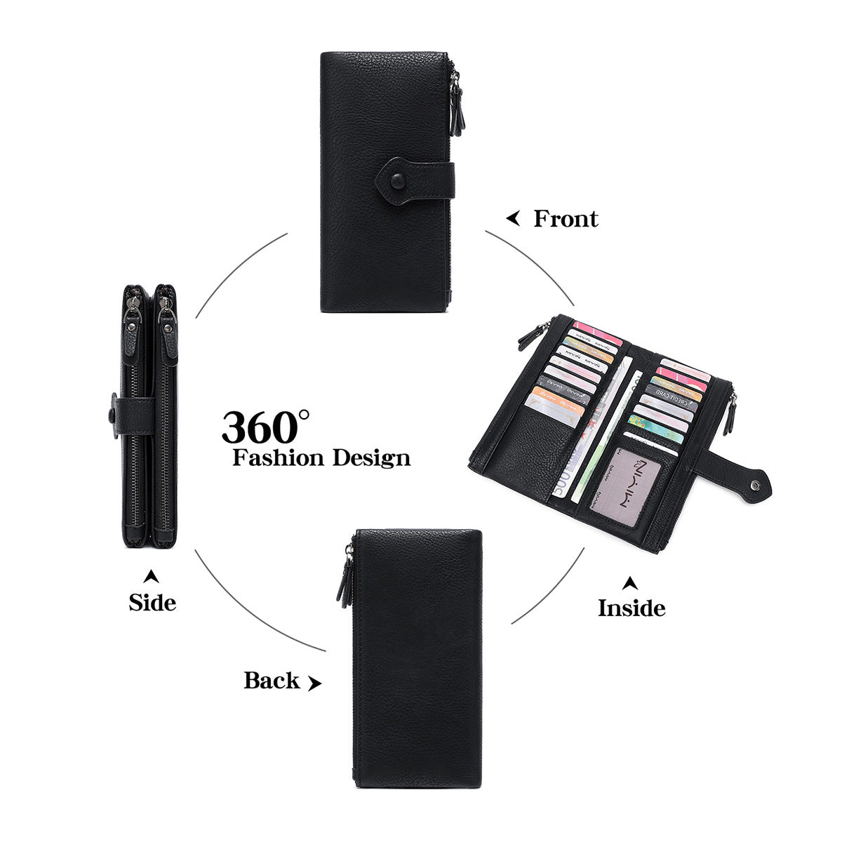 Women's Pattern Double Zipper Two Fold Long Ladies Wallet
