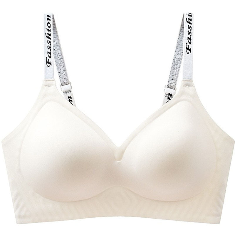 Women's Seamless Letter Shoulder Strap Underwear Small Chest Push Everyday Bras