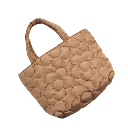 Women's Korean Style Quilted Portable Lunch Snack Buggy Cart Handbags